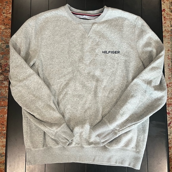 Tommy Hilfiger Sweatshirt Gray Fleece Lined Crew Neck Pullover size Large 👕 - Picture 4 of 8